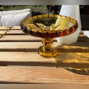 Vintage Amber Glass Compote